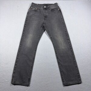 Levis 501 Jeans Womens 28x30 Gray Charcoal Wash Straight Button Fly Denim Pants